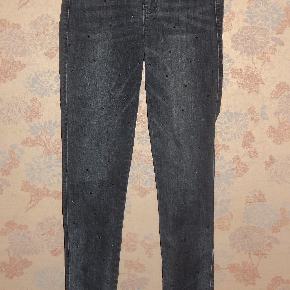 women's bling studded white house black market skinny jeans